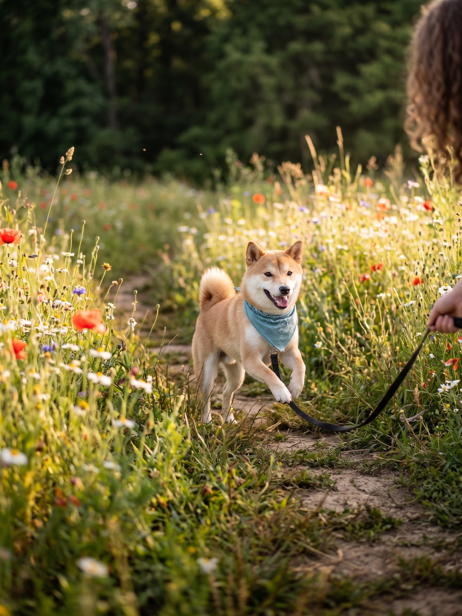 Chien heureux en promenade avec Garde à vos Pattes